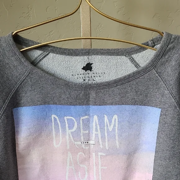 Glamour Kills Gray Crew Neck Sweatershirt Dream As If You Will Live Forever XL - Picture 6 of 10